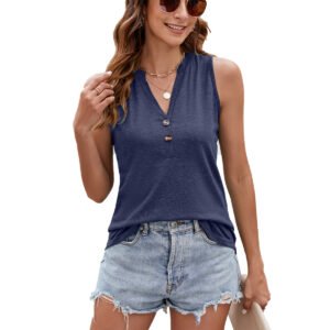 Chaleco holgado sin mangas con cuello en V y botones