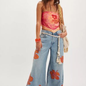 Pantalones anchos hasta el suelo con estampados de moda